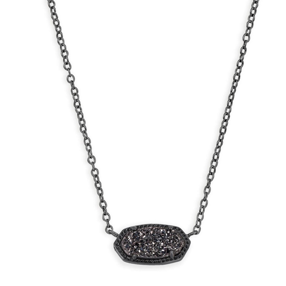 Elisa Pendant Necklace in Black Drusy